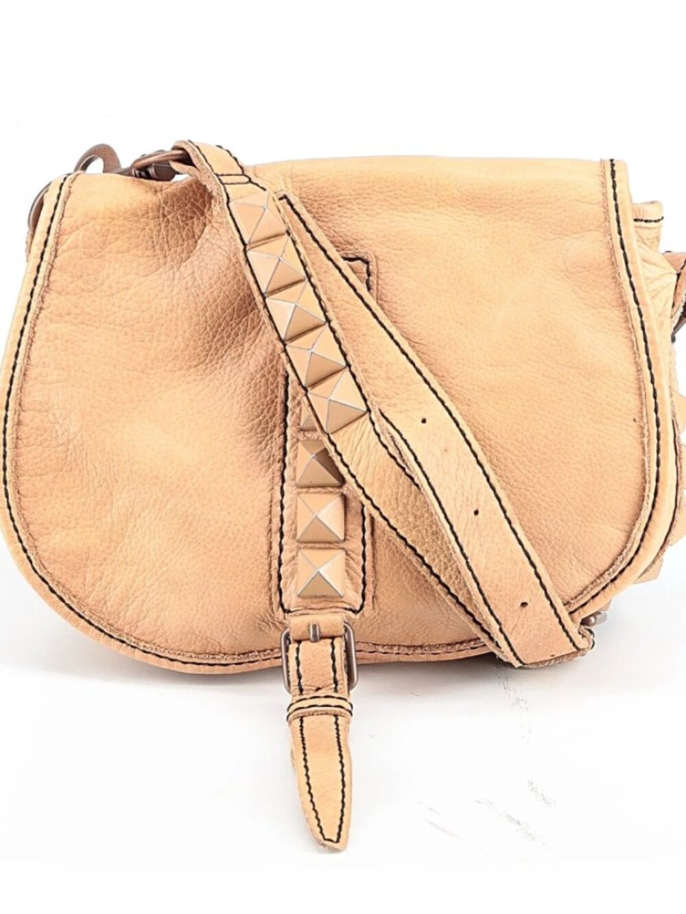 Liebeskind Berlin Women's "Filipa" Studded Leather Crossbody Saddle Bag In Camel